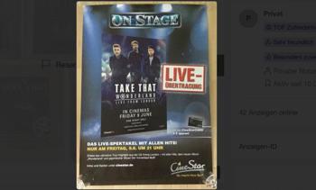 Kinoplakat Take That Wonderland Live Tour 2017.
