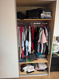 Kleiderschrank 2 Meter weiß/buche Schiebetüren