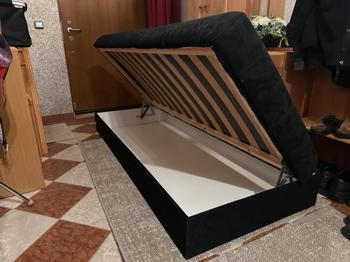 Schlafsofa mit Bettkasten Stauraum zu verschenken, schwarz, 1x2m