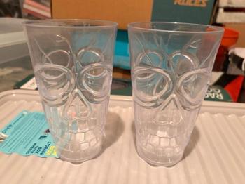 2x Halloween-Trinkgläser (Kunststoff, Skull-Design) – 14,8 cm