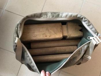 Selbstgebautes Wikinger Schach mit Beutel